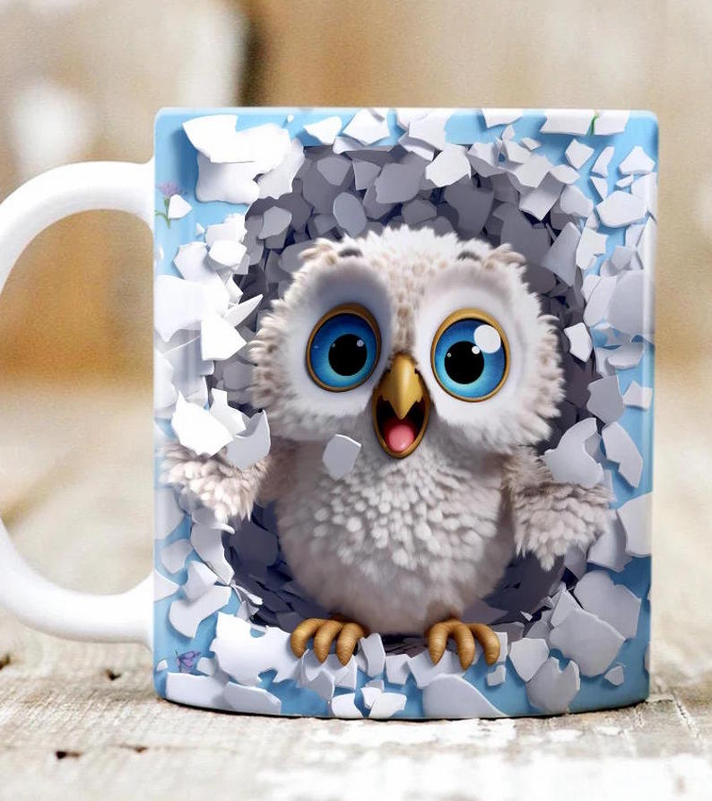 Sova 3 šalica sa 3D efektom