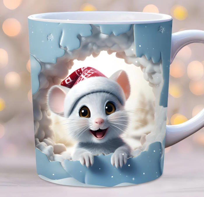 Božićni miš-3d šalica